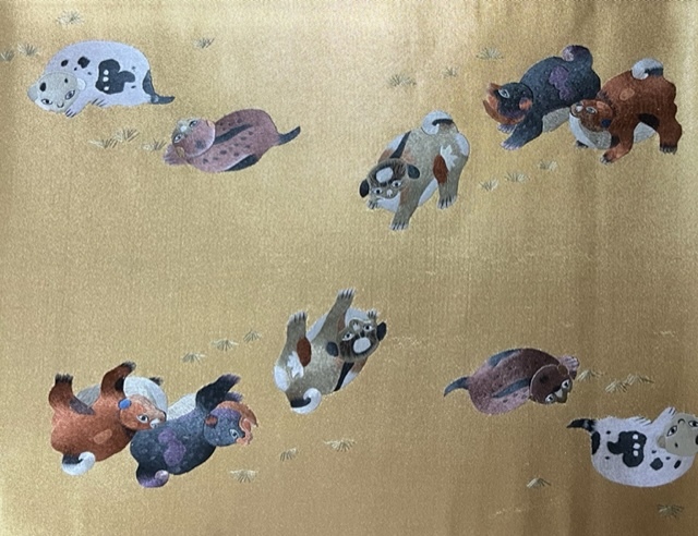刺繍絵画の世界展へ・小倉久兵衛さんの犬の刺繍帯_f0181251_18003475.jpg