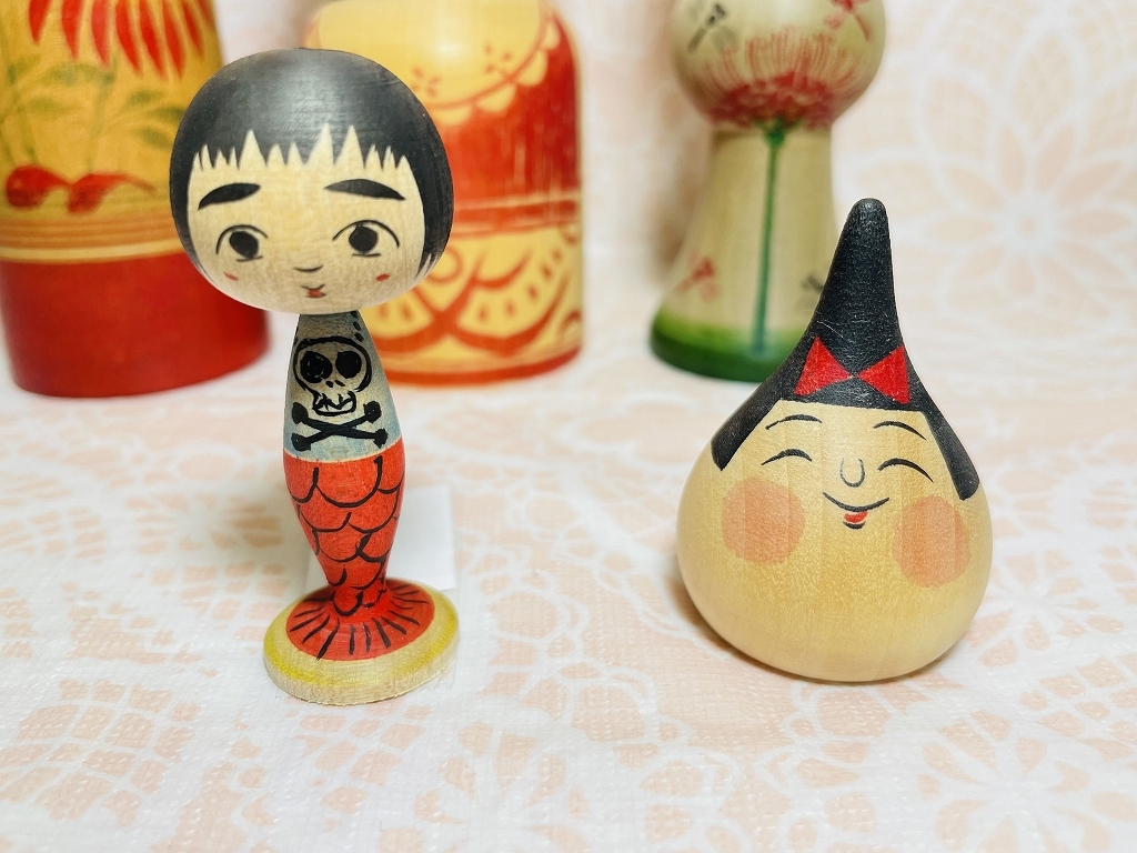 大人気 リアル顔の こけし No.13 1964年制作 寝入り 創作こけし 古道具 彫刻・オブジェ