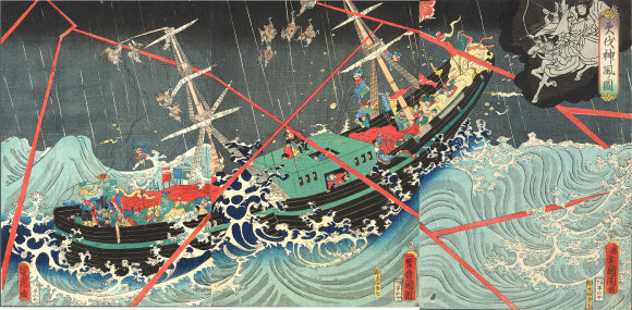 巻物　蒙古襲来　元寇　樺太千島交換条約　露を元寇に例えた詠　短冊　掛軸 巻物 蒙古襲来 元寇 樺太千島交換条約 露を元寇に例えた詠 短冊 掛軸