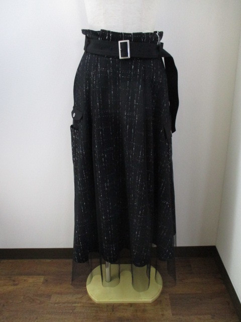 【Vin】 チュール × ツイード レイヤードスカート