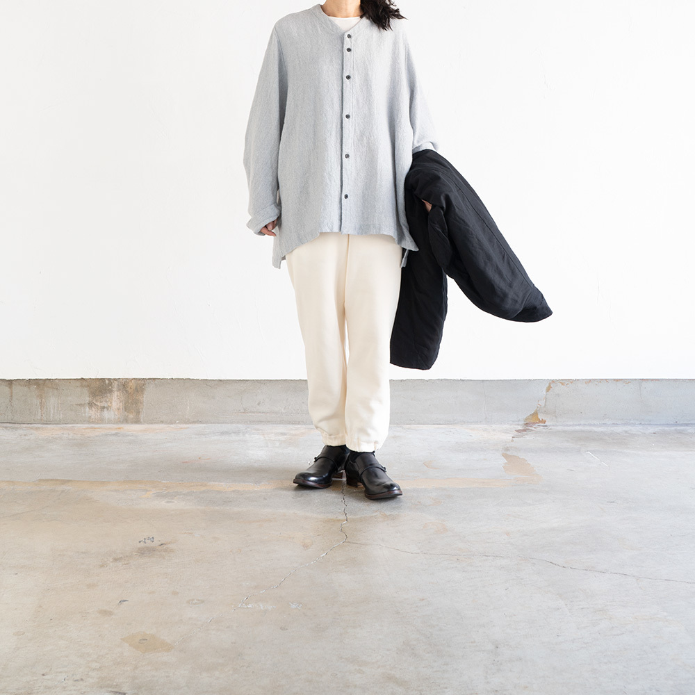 FIRMUM ウールリネンガーズツイルビッグスリーブカーディガン