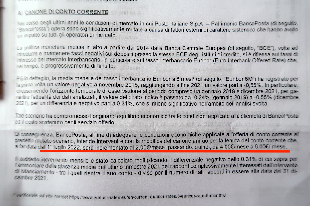 イタリア郵便局ネット購入手数料40セント回避成功 でも７月から口座維持費 月４€から６€に_f0234936_23001925.jpg