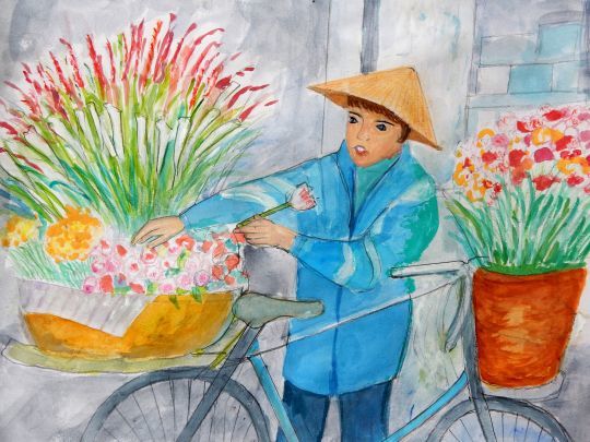 ’２２，１０，５（水）ベトナムの花売り娘の絵とダラットの市場！_f0060461_12162005.jpg