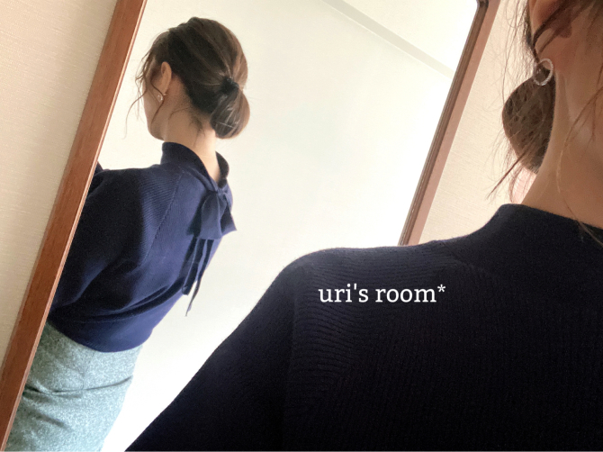 バックリボンでさりげなく可愛さプラス。大人可愛いプチプラニット！_a0341288_20585910.jpg