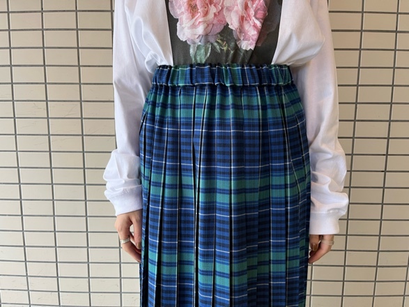 yuni 】wool polyester チェックプリーツスカート
