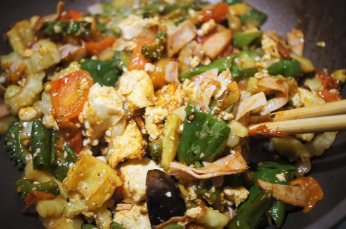 ■菜園料理【夏野菜とハムのオイバター 塩コショウ炒め】簡単5分!!_b0033423_22565615.jpg