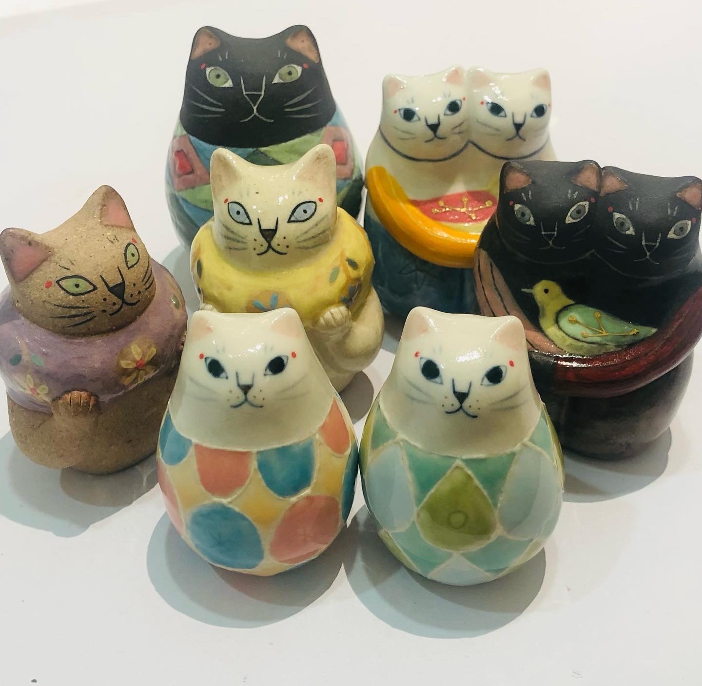 陶芸作家　ヤマイチアツコ様　招き猫　陶器　ネコ　置物 ヤマイチアツコさんの陶猫届きました！ : Musee de M