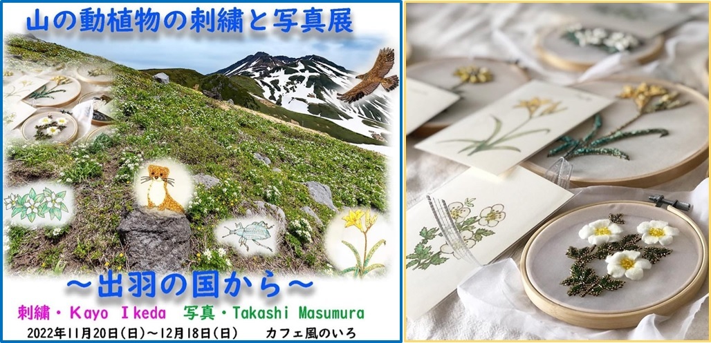 山の動植物の刺繍と写真展@カフェ風のいろ_a0212730_20314435.jpg