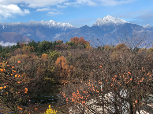 雪がふりました。甲斐駒ヶ岳も半分白くなりました。_d0338282_12201846.jpg