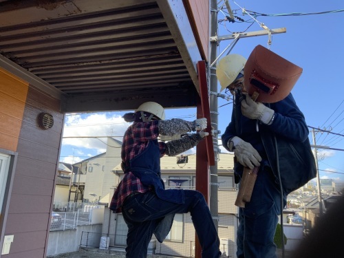 賃貸鉄骨・・解体・柱設置・溶接・補強・変成シリコン_f0031037_18205683.jpg