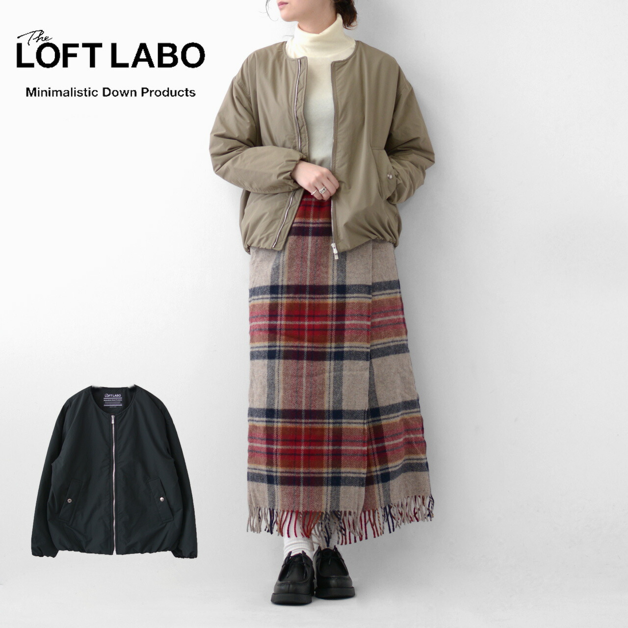 The LOFT LABO [ロフトラボ] [SHAWN-2] NO COLLAR DOWN ZIP JACKET