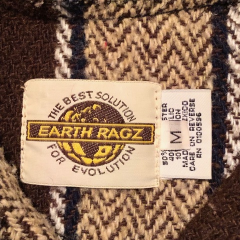 1990s \" EARTH RAGZ - MADE IN MEXICO - \" COTTON/POLY CLASSIC - BAJA SHIRTS - ※ ブラウン×ネイビー_d0172088_21394351.jpg