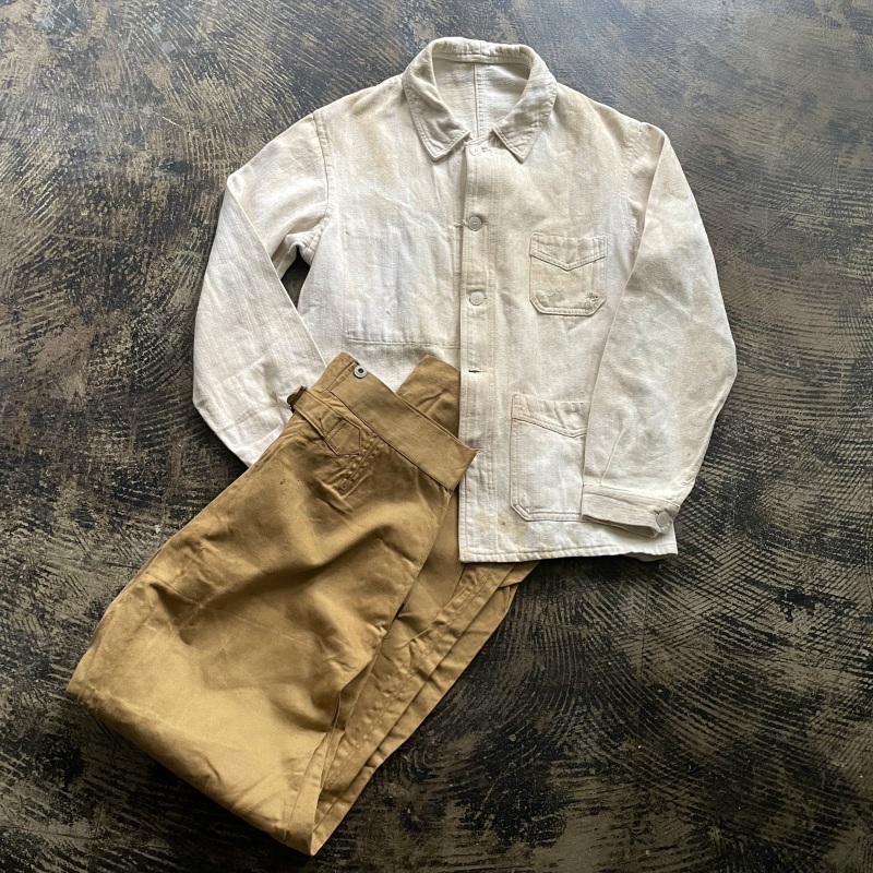 1930\'sFrench Military Unusual Color Cotton Bourgeron Pants/1950\'s White HBT Work Jacket_f0370108_17242749.jpeg