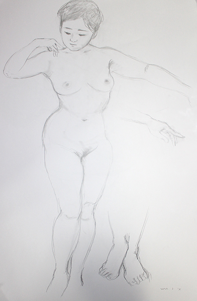 裸婦素描 nude sketch 大きさB2 （大阪絵画モデルエージェンシーの 