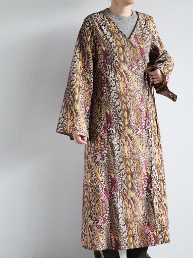 NEEDLES　Wrap Dress - India Cotton Broadcloth / Printed - Brown Jungle_b0139281_15222352.jpg