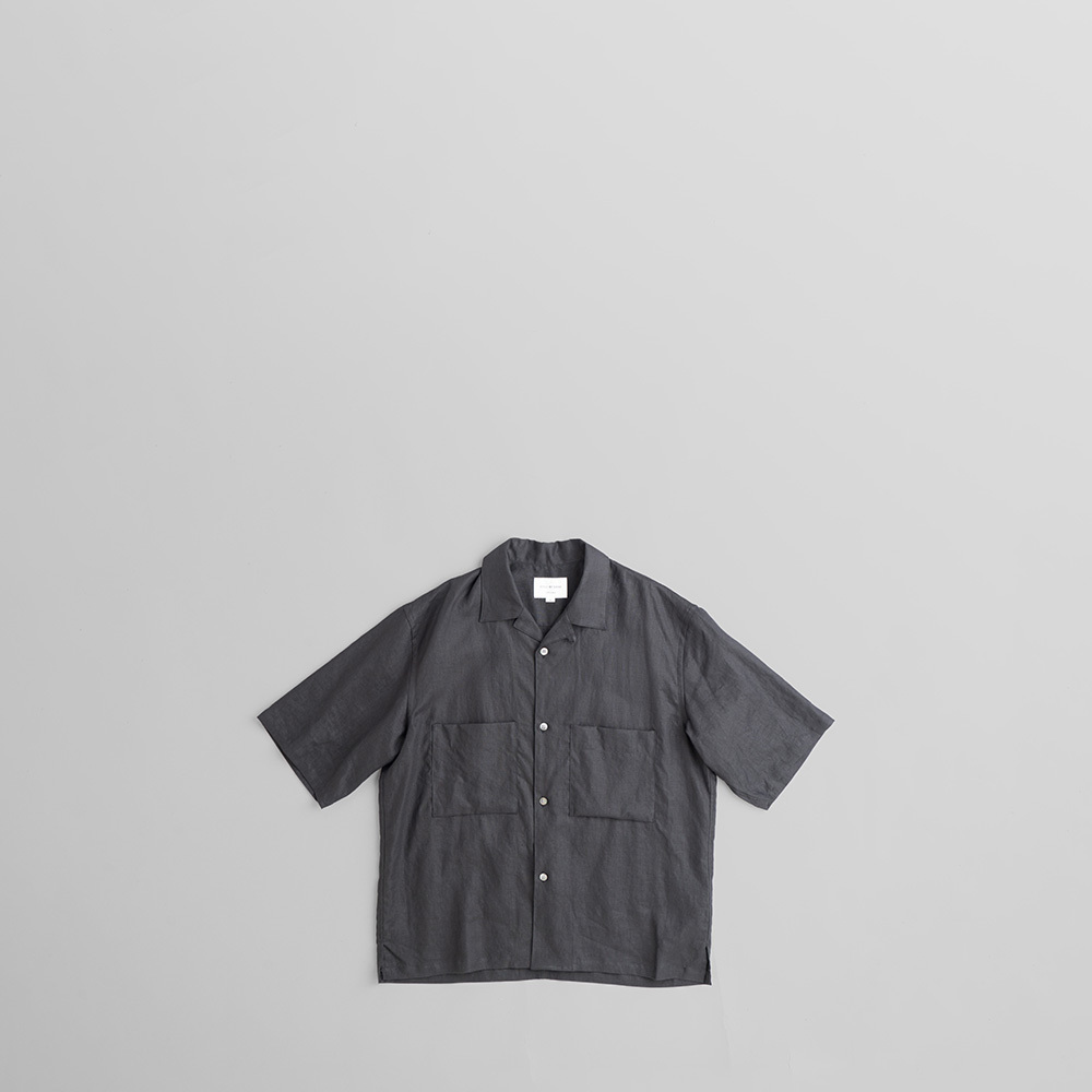 STILL BY HAND FRENCH LINEN OPEN COLLAR SHIRT [SH06232] : un.regard