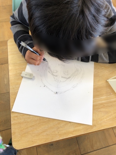 稲沢市の丸甲小学校、5年生で絵画指導の授業をおこないました。_f0373324_10390134.jpg