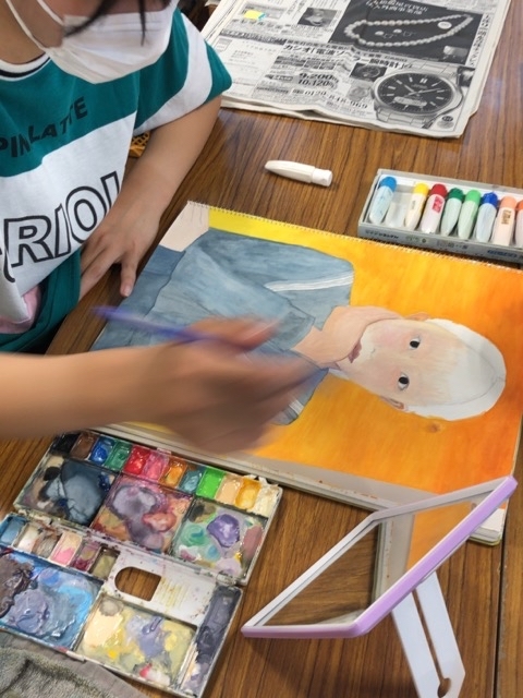 一宮教室、一般コース、中学3年生は自画像の練習してます。_f0373324_15584880.jpg