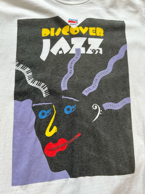 5月30日(火)入荷!!90s Made in U.S.A!  Discover Jazz ! 染み込みプリントTシャツ！_c0144020_10255259.jpg