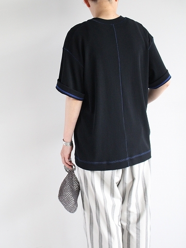 Cale　High Twist Smooth Crew Neck T-shirt / Black×Blue (PRODUCTS FOR US)_b0139281_12313935.jpg