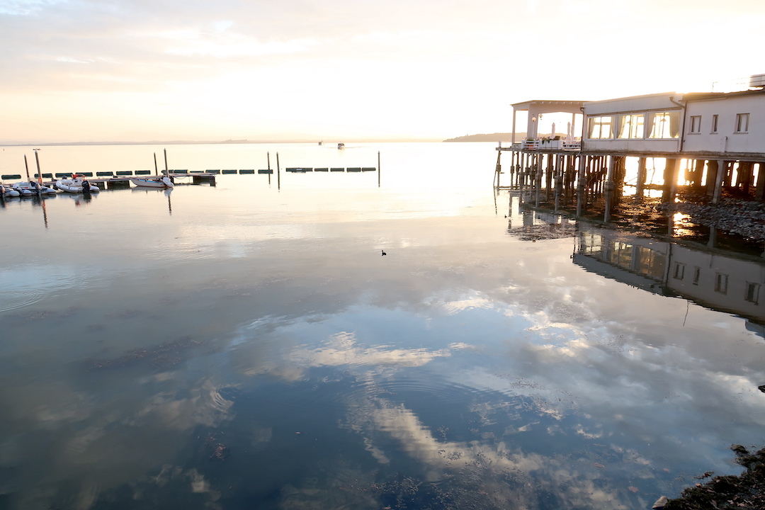水鏡きれい夕日に湖金色にトラジメーノ湖_f0234936_17475008.jpg