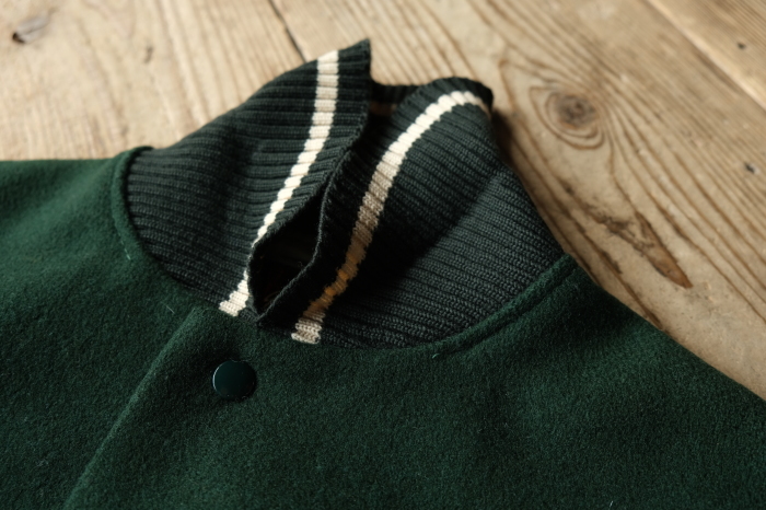 WHITING WOOL×LEATHER SOLID VARSITY JACKET GREEN--RECOMMEND--_d0334976_11464239.jpg