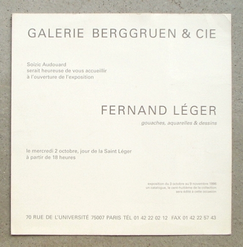 フェルナン・レジェ展の招待状「Fernand Léger gouaches, aquarelles & dessins」（1996）_a0155815_17012547.jpg