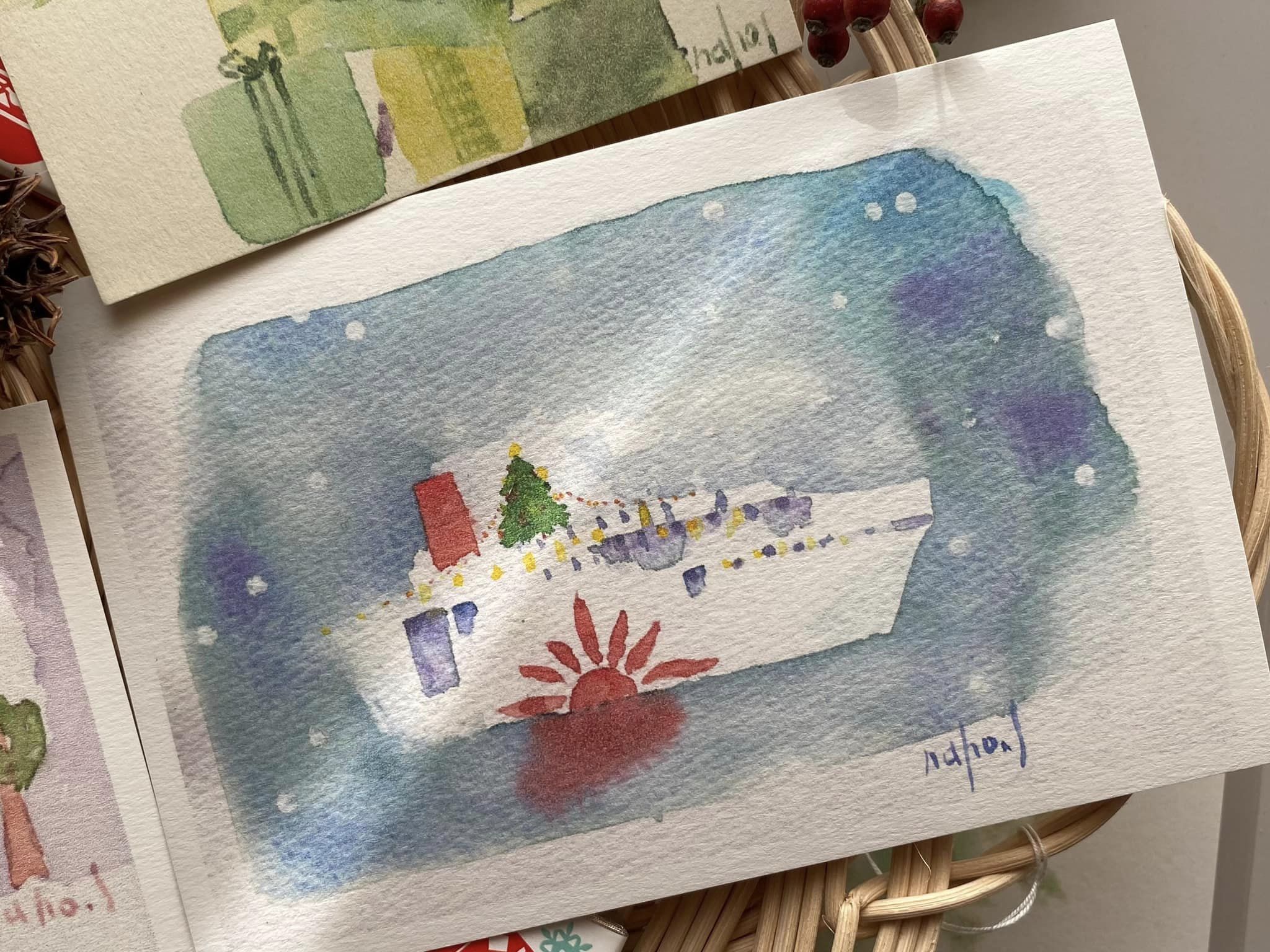 小さな絵とクリスマスカードと_c0334574_09394893.jpg