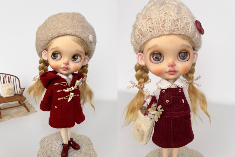 ＊Lucalily ＊ Dolls clothes ＊ Red duffle coat set ＊_d0217189_22154928.jpg