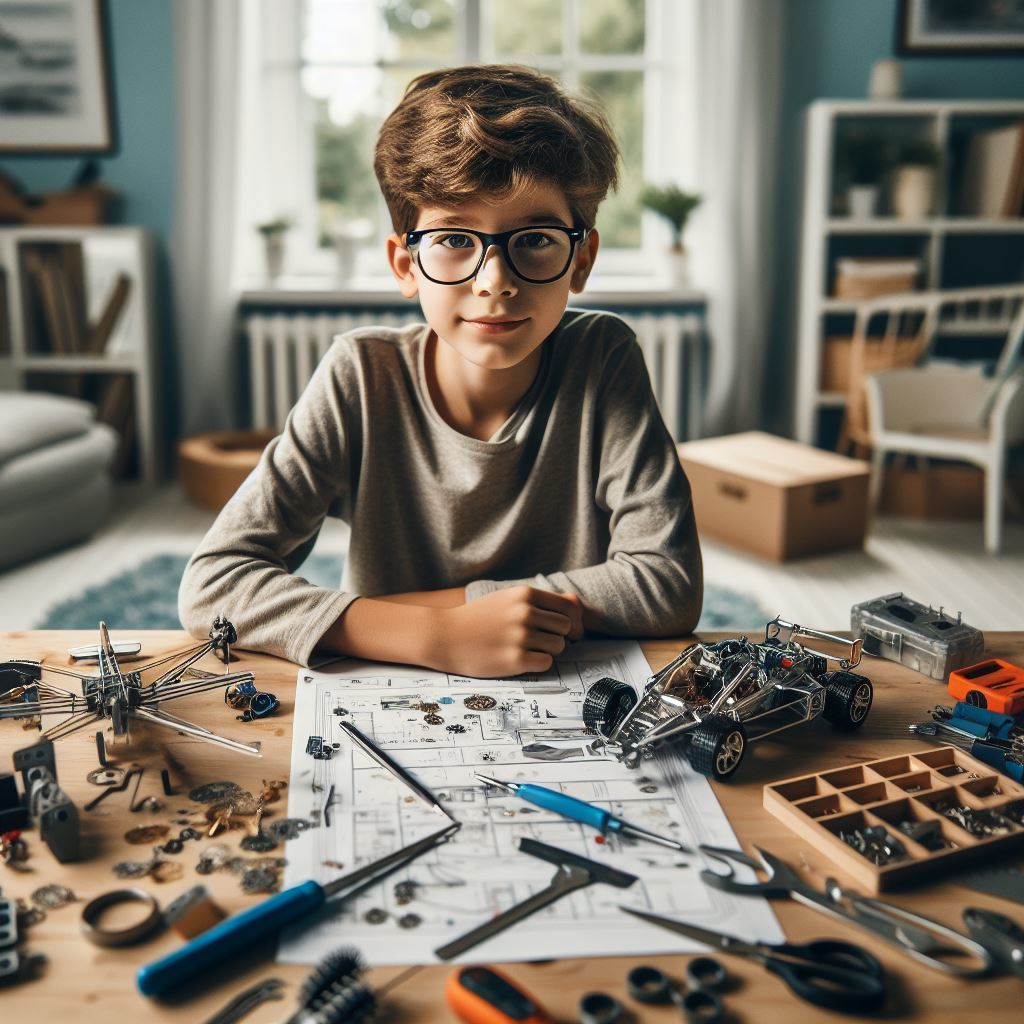 模型を組み立てる少年...Boy assembling a model_e0208052_14104367.jpg