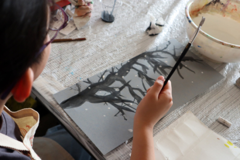やと子ども美術教室　～ 雪化粧する樹木 ～_e0222340_14400717.jpg