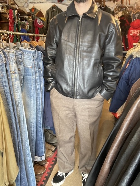 90s WILSONS LEATHER M.JULIAN 短丈 レザー ジャケット 黒 L ・Eddie