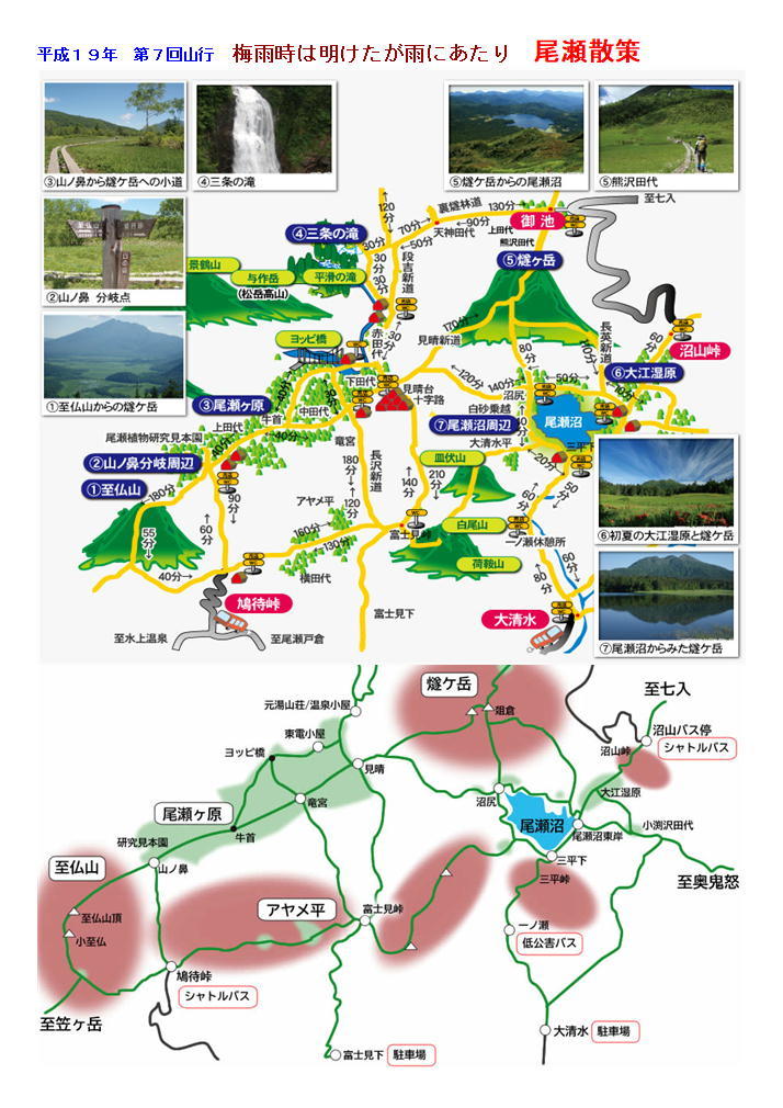 平成１９年　第７回山行 梅雨時は明けたが雨にあたり 尾瀬散策 下山後は温泉・つまみ 平成19年7月22日(土)　_e0106198_10153003.jpg