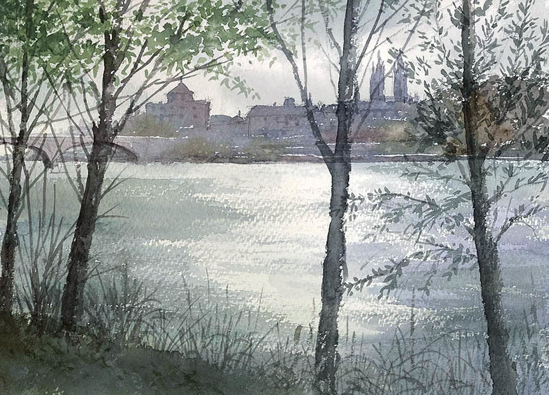 トゥールの河岸 - 赤坂孝史の水彩画　AKASAKA TAKASHI watercolor