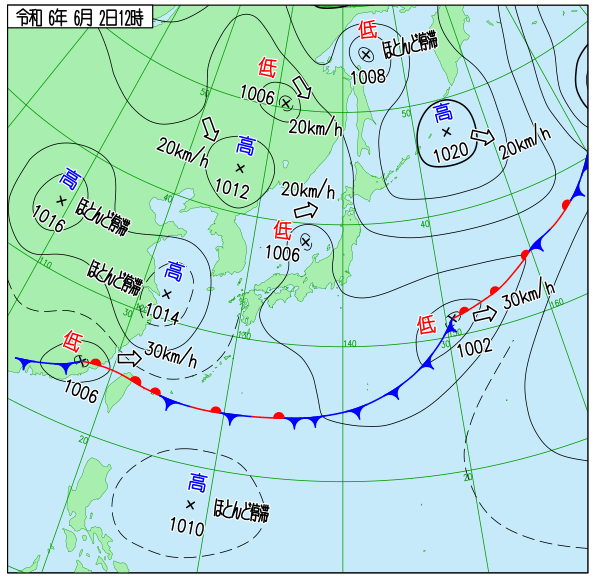 6月 2日 梅雨前線＋低気圧 - YDSブログ